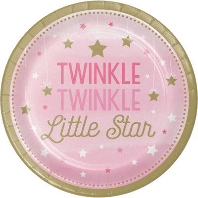 Twinkle Twinkle One Little Star Girl Dinner Plates 8 Pack