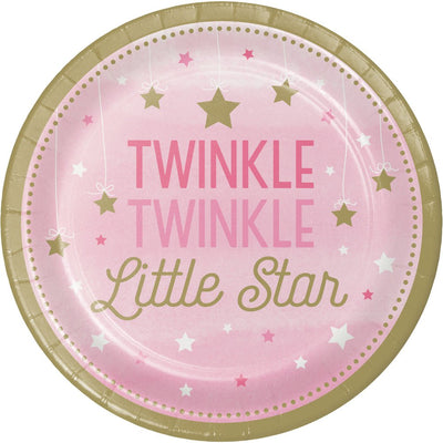 Twinkle Twinkle One Little Star Girl Lunch Plates 8 Pack