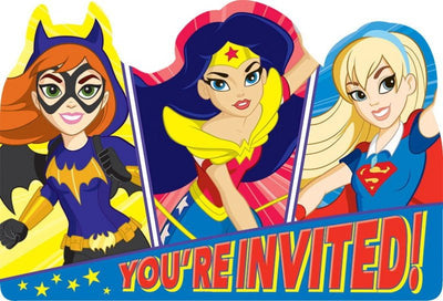 Super Hero Girls Invitations 8 Pack