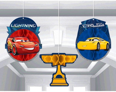 Disney Cars 3 Party Supplies Honeycomb Hanging Decorations