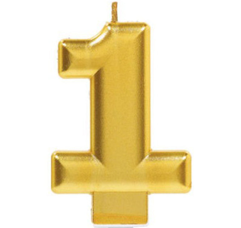 Party Supplies Gold Metallic Number Candle [Number: 1]