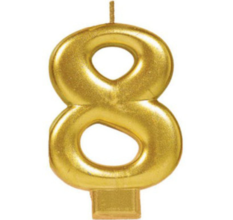 Party Supplies Gold Metallic Number Candle [Number: 8]
