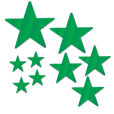 Hollywood Party Supplies Green Foil Star Cutouts 9 pack