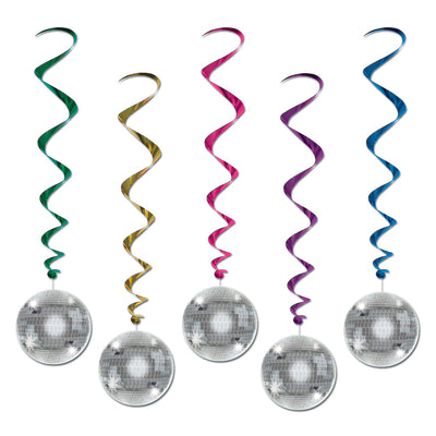 Hollywood Party Supplies Disco Ball Swirl Decorations 5 Pack