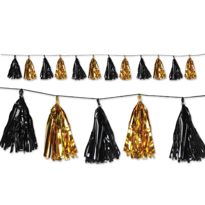 Hollywood Party Supplies Black & Gold Metallic Tassel Garland