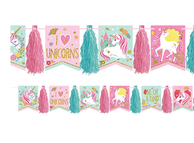 Unicorn Party Supplies Magical Unicorn Glitter Tassel Garland Banner