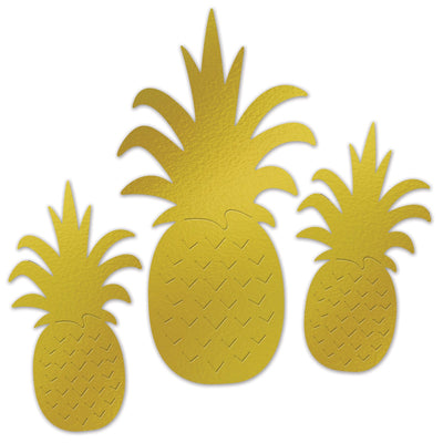 Hawaiian Luau Party Supplies Foil Pineapple Silhouettes 3 piece pack