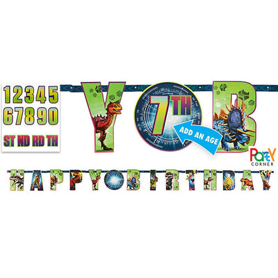 Jurassic World Dinosaur Party Supplies Add an Age Happy Birthday Banner 