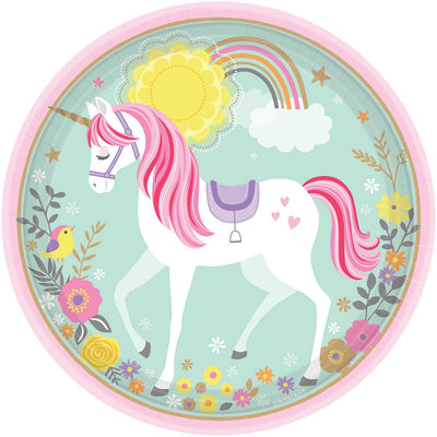 Unicorn Party Supplies Magical Unicorn Dinner Plates Round 8 pack