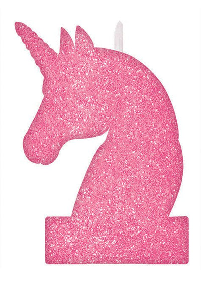 Unicorn Party Supplies Magical Unicorn Candle Pink Glittered