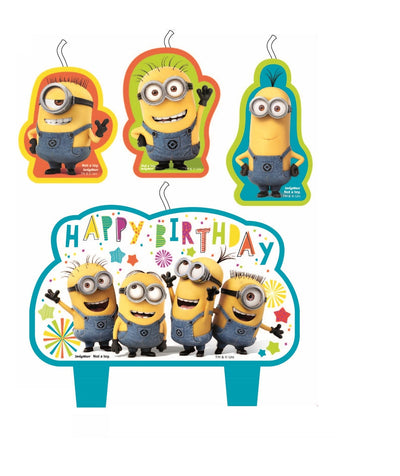 Despicable Me Minions Party Supplies Happy Birthday 4 piece Candle Set