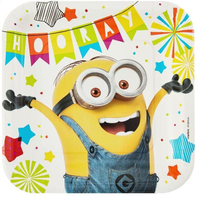 Minions Despicable Me Party Supplies Set of 8 Square Dinner Plates