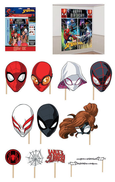 Spiderman Party Supplies Webbed Wonder Scene Setter Wall Decoration Kit with Photo Props