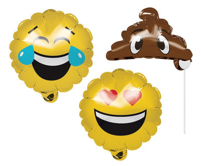 Emoji Party Supplies Photo Prop Foil Balloons 3 Pack