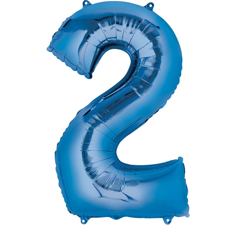 Number 2 Large Blue Foil Balloon