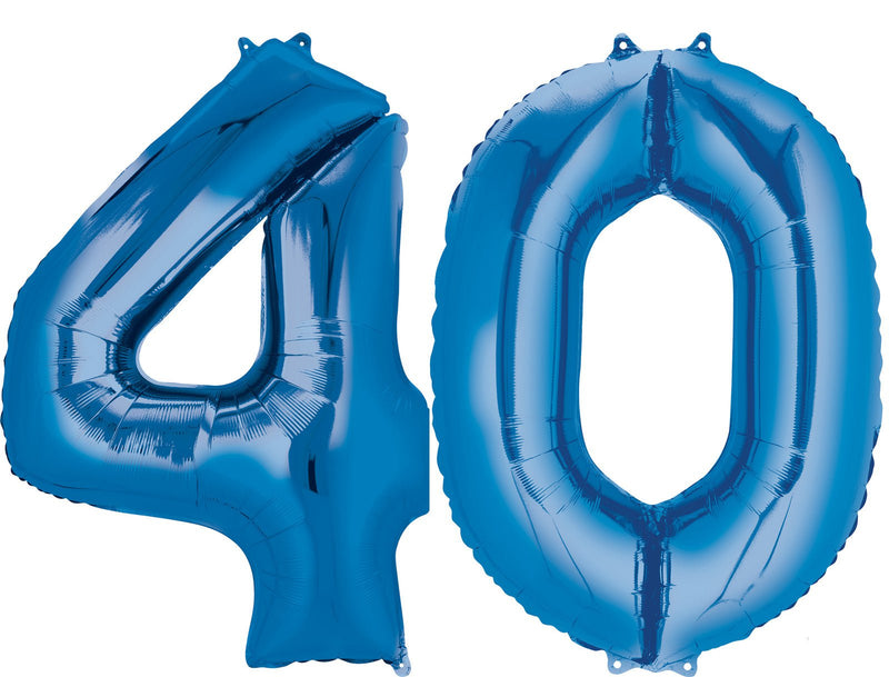 Number 40 Large Blue Foil Balloon
