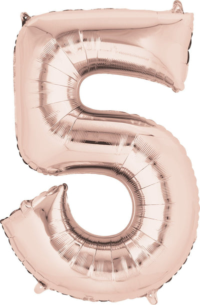 Number 5 Large Rose Gold Foil Balloon 86cm approx