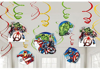 Avengers Party Supplies Epic Hanging Swirls 12 pack Decorations