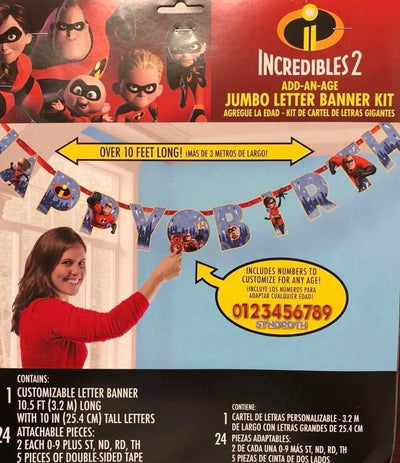 Incredibles 2 Party Supplies Happy Birthday Add An Age Banner