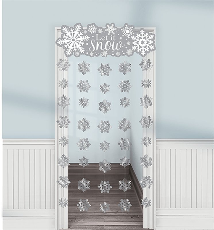 Winter "Let it Snow" Door Way Curtain Decoration with Snowflakes