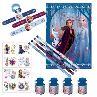 Disney Frozen 2 Loot Pack 8 Guests Loot Bags, Pencils, Tattoos, Bubbles, Slap Bracelet
