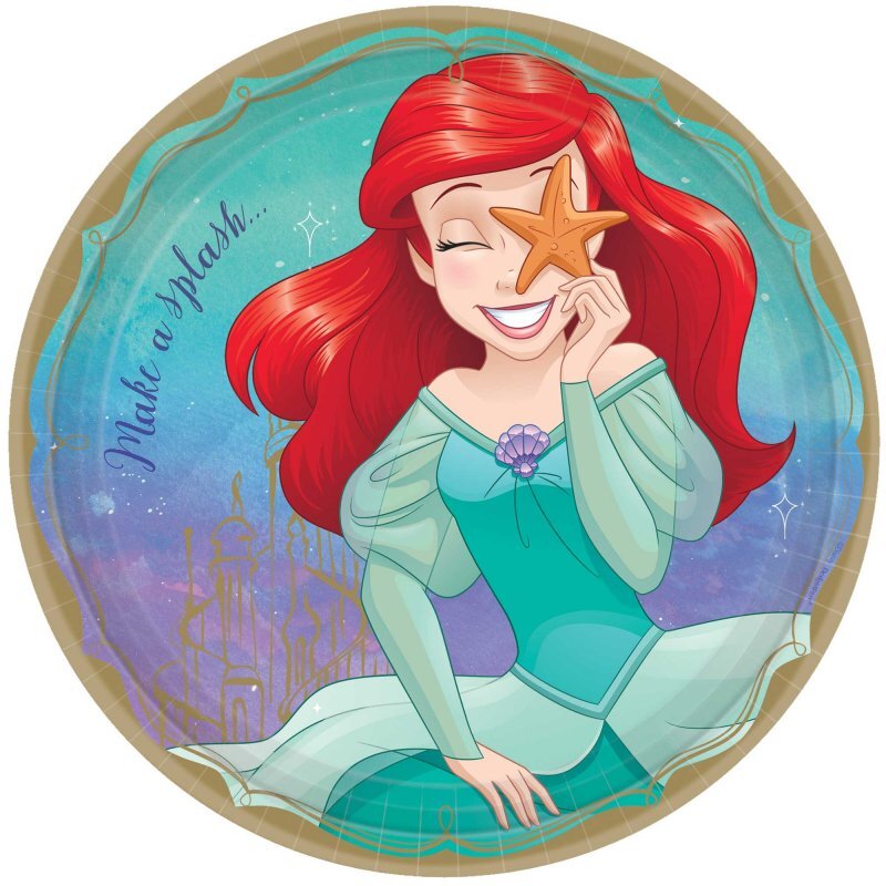 Disney Princess Once Upon A Time Round Ariel Dinner Plates 8 Pack