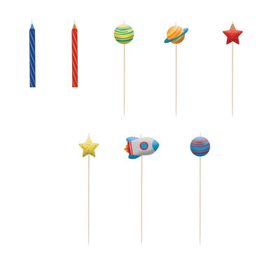 Space Blast Off Birthday Candle Set 8 Candles
