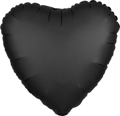 Black Onyx Satin Luxe Heart Foil Balloon