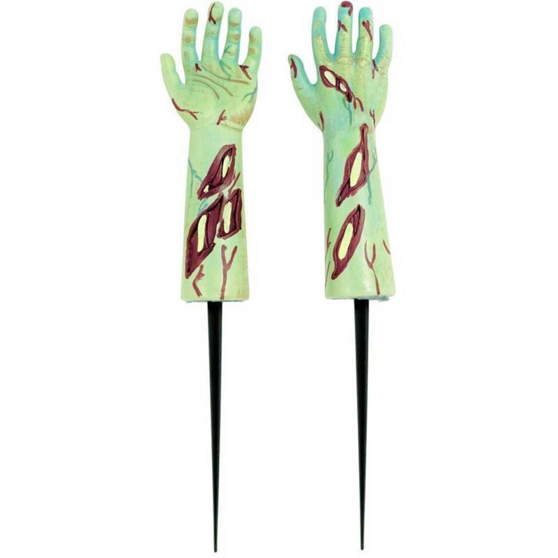 Halloween Zombie Hand Arm Yard Stakes Plastic 2 Pack