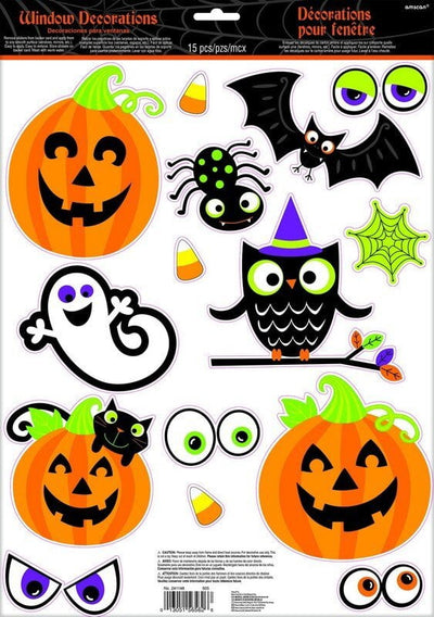 Halloween Family Friendly Assorted Window Decorations Vinyl 15 Pack