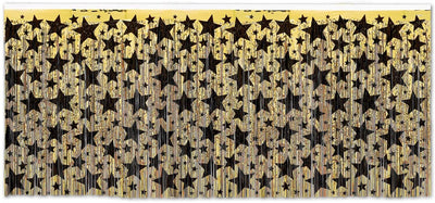 Graduation Hollywood Table Skirt Gold with Black Stars