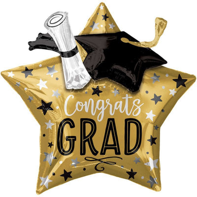 Graduation Congrats Grad Star, Cap & Diploma Multi Shaped Balloon
