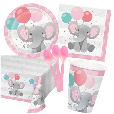Enchanting Elephant Pink 8 Guest Deluxe Tableware Party Pack