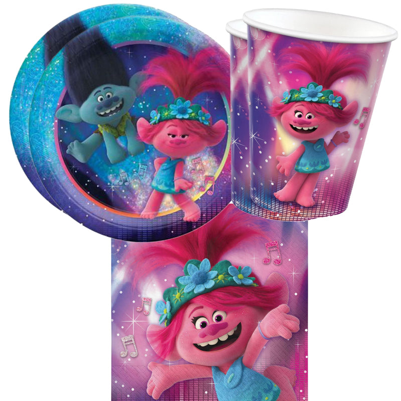 Disney Trolls World Tour 16 Guest Small Tableware Party Pack