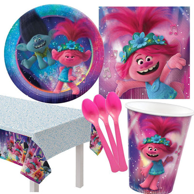 Disney Trolls World Tour 8 Guest Deluxe Tableware Party Pack