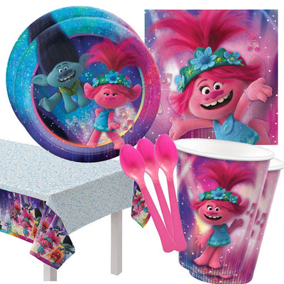 Disney Trolls World Tour 16 Guest Deluxe Tableware Party Pack