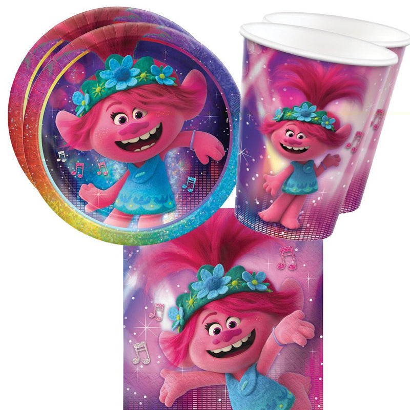 Disney Trolls World Tour 16 Guest Large Tableware Party Pack