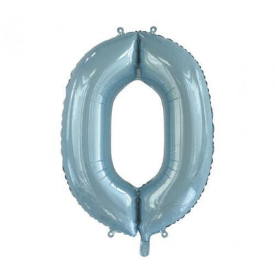 Number 0 Light Blue Foil Balloon 86cm