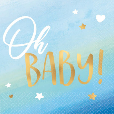 Oh Baby Blue Baby Shower 16 Guest Deluxe Tableware Party Pack