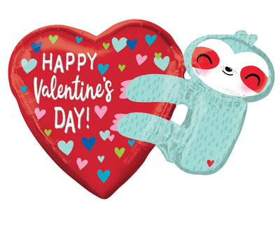 Sloth & Heart SuperShape Happy Valentine's Day Foil Balloon