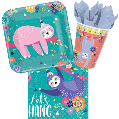 Sloth Party 8 Guest Large Tableware Party Pack