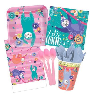 Sloth Party 8 Guest Deluxe Tableware Party Pack