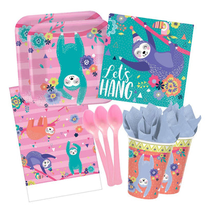 Sloth Party 16 Guest Deluxe Tableware Party Pack