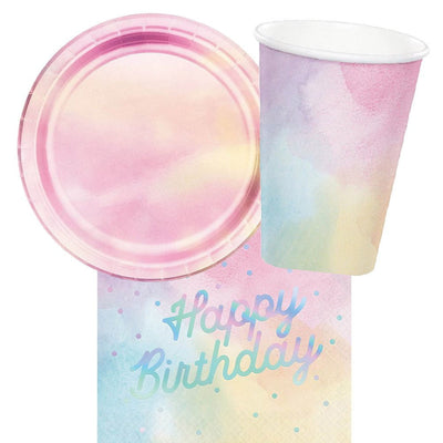 Rainbow Pastel Happy Birthday 8 Guest Tableware Party Pack