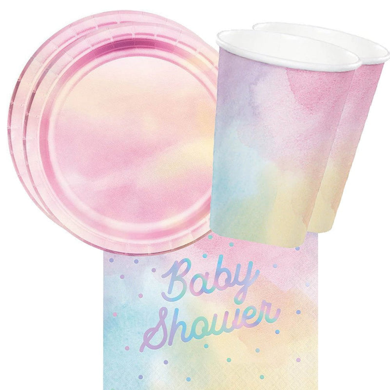 Rainbow Pastel Baby Shower 16 Guest Tableware Party Pack