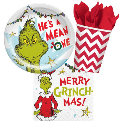 Christmas The Grinch 8 Guest Red Tableware Party Pack