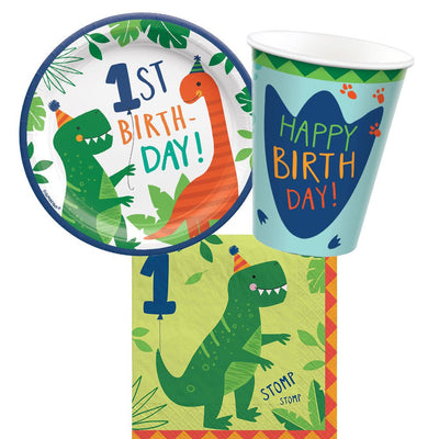 Dinosaur 1st Birthday Dino-Mite 8 Guest Tableware Pack