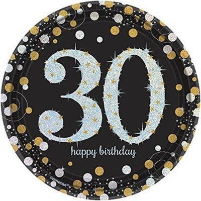30th Birthday Sparkling Celebration 8 Guest Tableware Pack