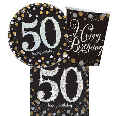 50th Birthday Sparkling Celebration 8 Guest Tableware Pack