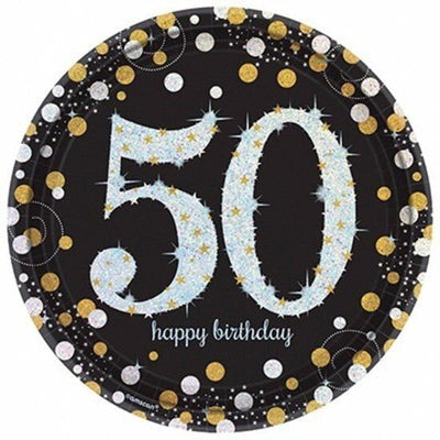50th Birthday Sparkling Celebration 8 Guest Tableware Pack